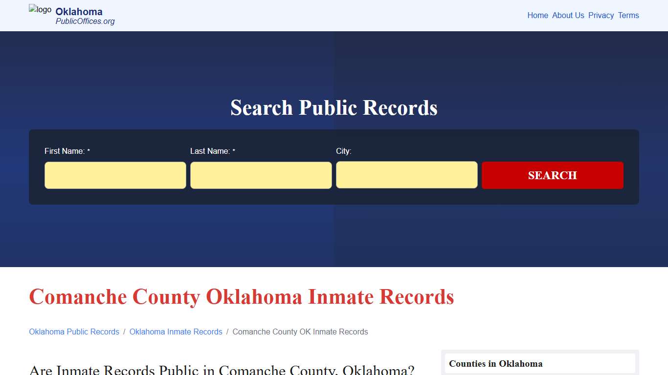 Comanche County, OK Inmate Records Search – PublicOffices.org